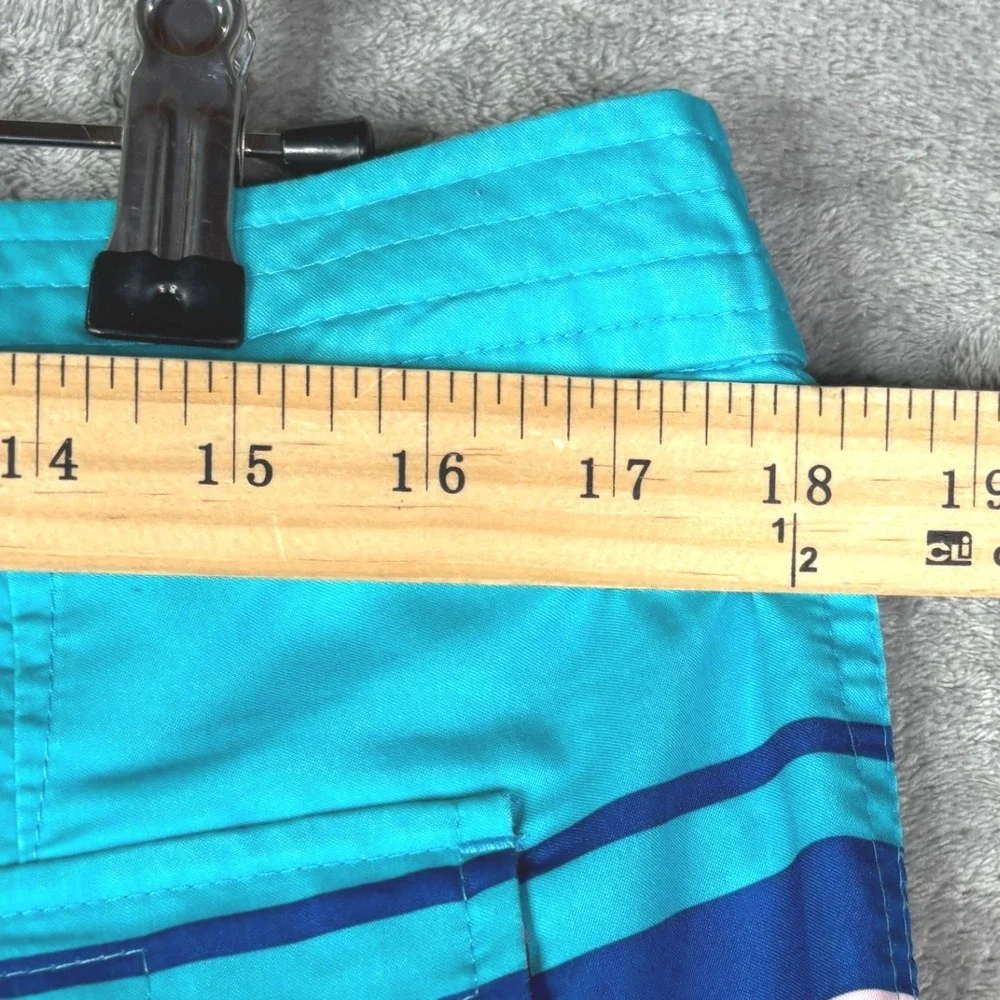 Original‎ Penguin Mens Striped Board Shorts Turquoise Pink Blue Swim Trunks 34